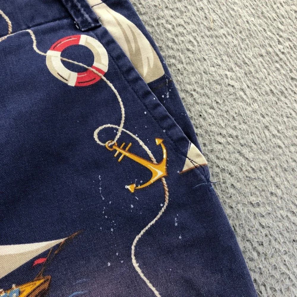 Vintage Polo Ralph Lauren Shorts Men 36 Sailboat AOP Distressed Novelty Chino